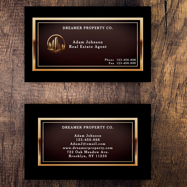 Modern Black and Gold Real Estate  Business Card (Creator Uploaded)