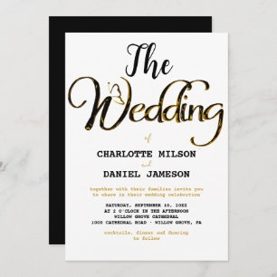 Modern black and gold  Simple Wedding Invitation