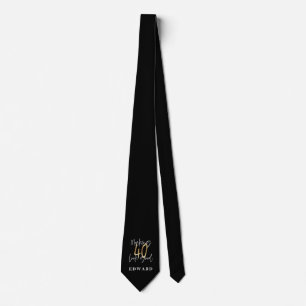 Modern black and gold typography 40th birthday tie