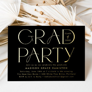 Modern Black and Gold Typography Graduation Party