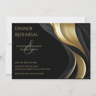 Modern Black and Gold Wedding Invitation