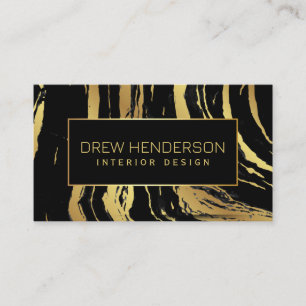 Modern Black and Gold Zebra Stripes Business Card
