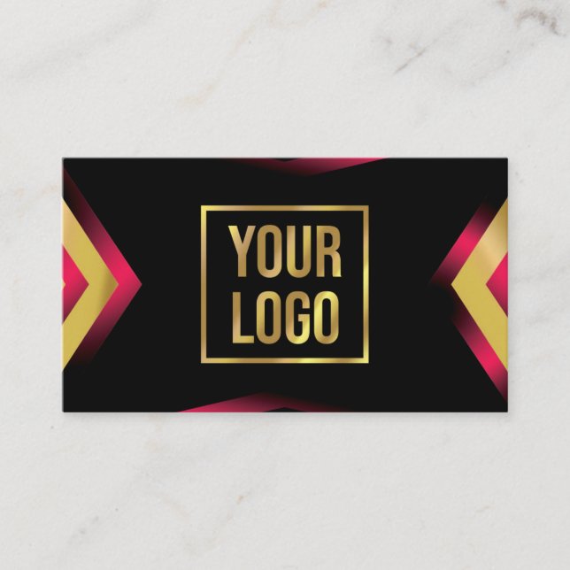 Modern black and golden background with QR code Business Card (Front)