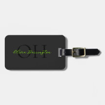 Modern Black and Green Script Classic Monogram