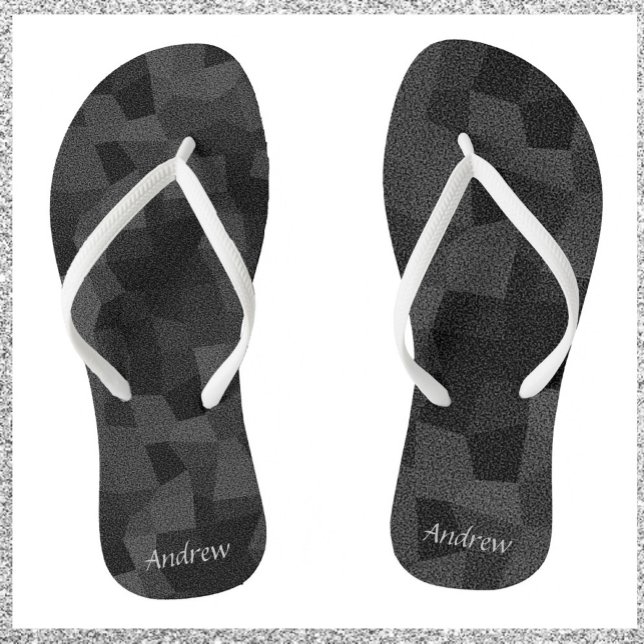 Modern Black and Grey Abstract Geometric Jandals (Creator Uploaded)