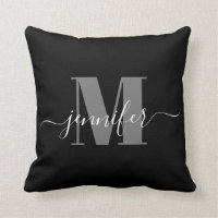 Modern Black and Grey Elegant Monogram Name