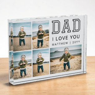 Modern Black and Grey Grid Collage I Love You Dad Photo Block