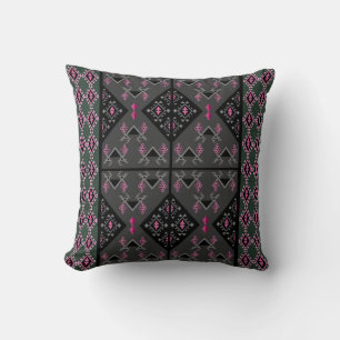 Modern Black and Grey Kilim Inspired Pattern Cushion