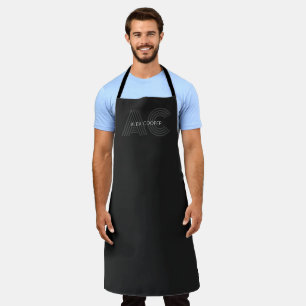 Modern Black and Grey Monogram Apron