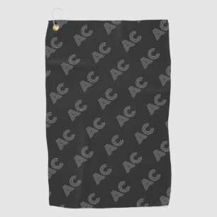 Modern Black and Grey Monogram Golf Towel