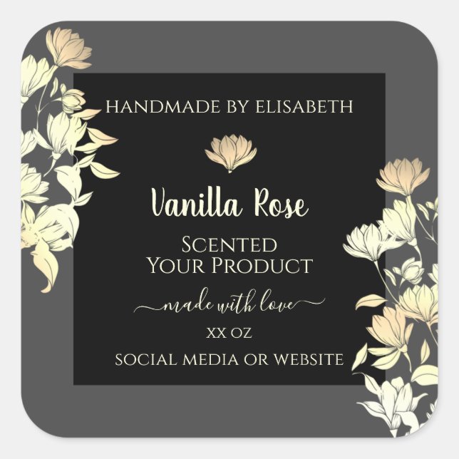 Modern Black and Grey Packaging Labels Gold Frame (Front)