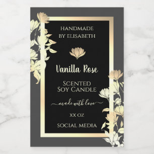 Modern Black and Grey Packaging Labels Gold Frame