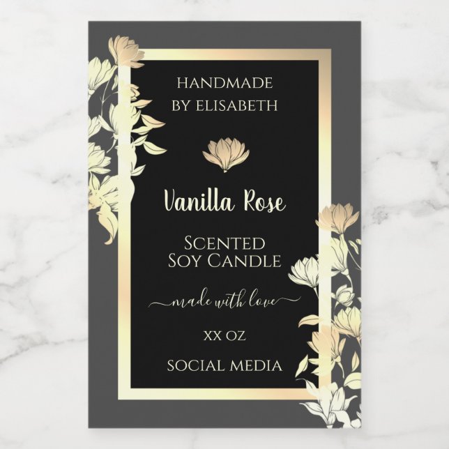 Modern Black and Grey Packaging Labels Gold Frame (Single Label)