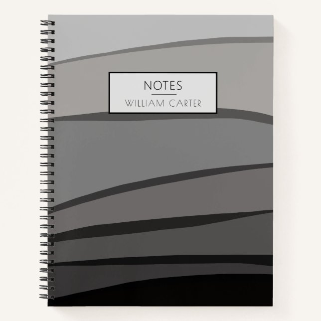 Modern Black and Grey Shades Custom Text Notebook (Front)