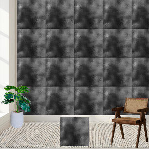 Modern Black and Grey Textured Abstract Design Tile