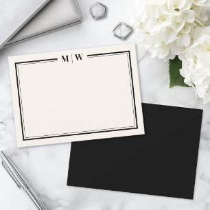 Modern Black And Ivory Minimalist Monogram Card