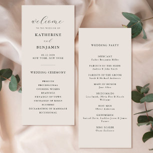 Modern Black and Ivory Minimalist Wedding Programme