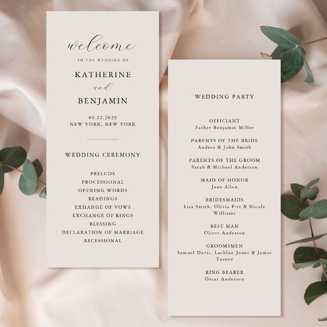Modern Black and Ivory Minimalist Wedding Programme (Creator Uploaded)