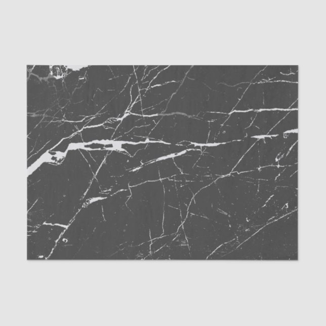 Modern Black And Light Grey Marble Pattern Tissue Paper (Front)