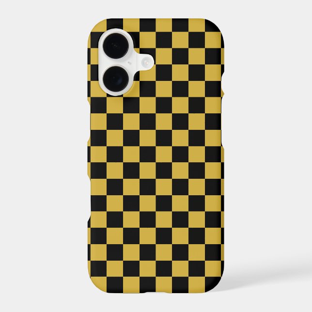 Modern Black and Metallic Gold Square Box Pattern (Back)