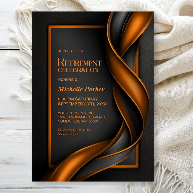Modern Black and Orange Retirement Party Invitation (Creator Uploaded)