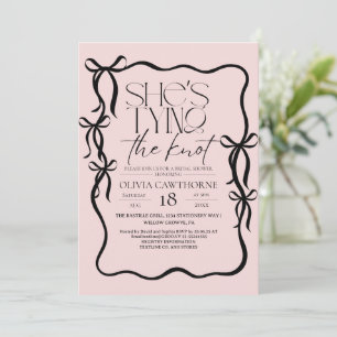 Modern Black and Pink Bow Bridal Shower Invitation