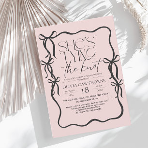 Modern Black and Pink Bow Bridal Shower Invitation