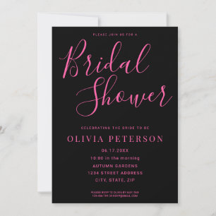 Modern Black and Pink Bridal Shower Invitation