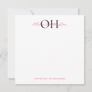 Modern Black and Pink Script Classic Square Card