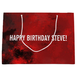 Modern Black and Red Artistic Abstract Birthday Large Gift Bag