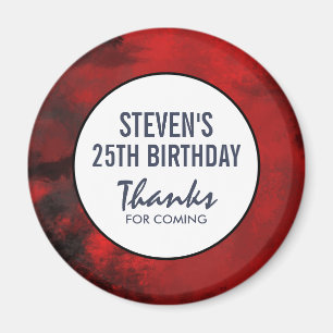 Modern Black and Red Artistic Abstract Birthday Magnet