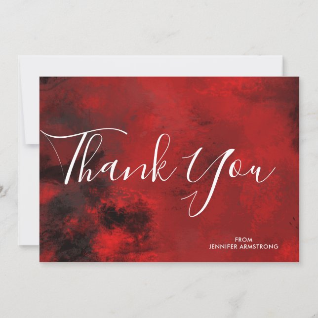 Modern Black and Red Artistic Abstract Thank You (Front)