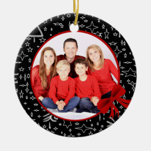 Modern Black and Red Custom Photo Ceramic Tree Decoration