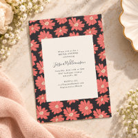 Modern Black and Red Floral Bridal Shower Pattern