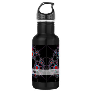 Modern black and red fractal pattern 532 ml water bottle