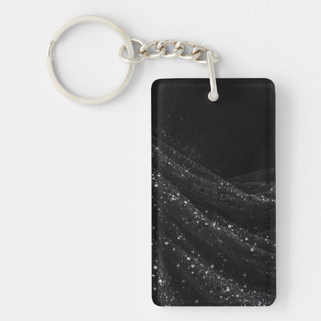 Modern Black and Silver Glam Aesthetic Keychain (Front)
