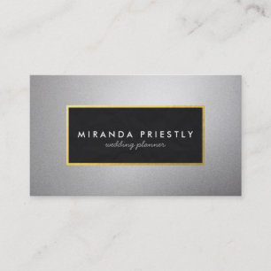 Modern Black and Silver Gold Frame Wedding Planner Business Card