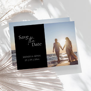 Modern Black and Silver Photo Save the Date