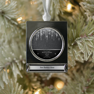 Modern Black and Silver Professional Business Swag Plated Banner Ornament