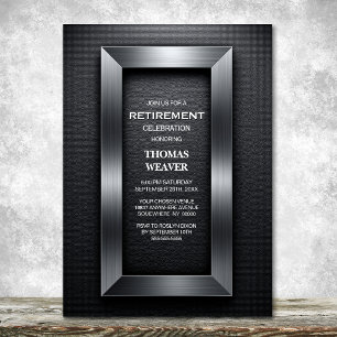 Modern Black and Silver Retirement Party Invitation