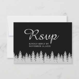 Modern Black and Silver Winter Wedding With Meal RSVP Card