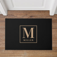 Modern Black and Tan Family Name Monogram