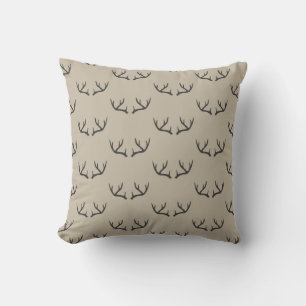 Modern black and taupe Antlers patterned Cushion