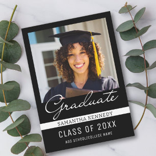 Modern Black and White 2025 Graduation Photo Announcement