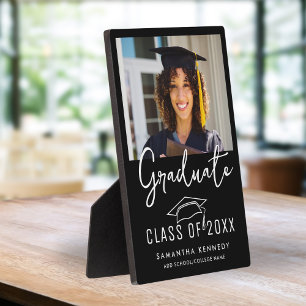 Modern Black and White 2025 Graduation Photo  Plaque