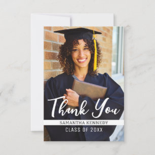 Modern Black and White 2025 Graduation Photo Thank You Card