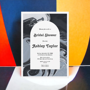 Modern Black And White Abstract Bridal Shower Invitation