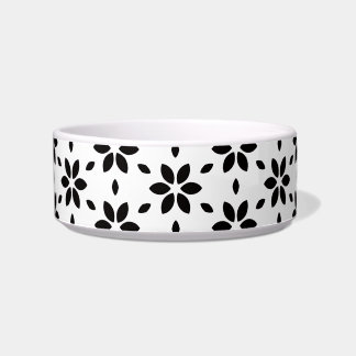 Modern Black and White Abstract Floral Bowl