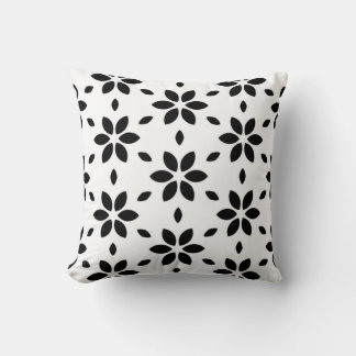Modern Black and White Abstract Floral Cushion