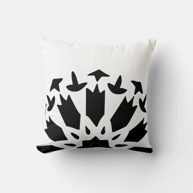 Modern Black and White Abstract Moroccan Cushion (Front)